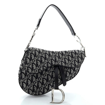 Christian Dior Vintage Saddle Bag Diorissimo Canvas Medium