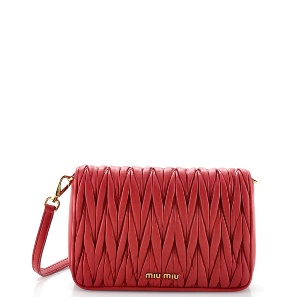 Miu Miu Flap Crossbody Bag Matelasse Leather Small Red 2697211