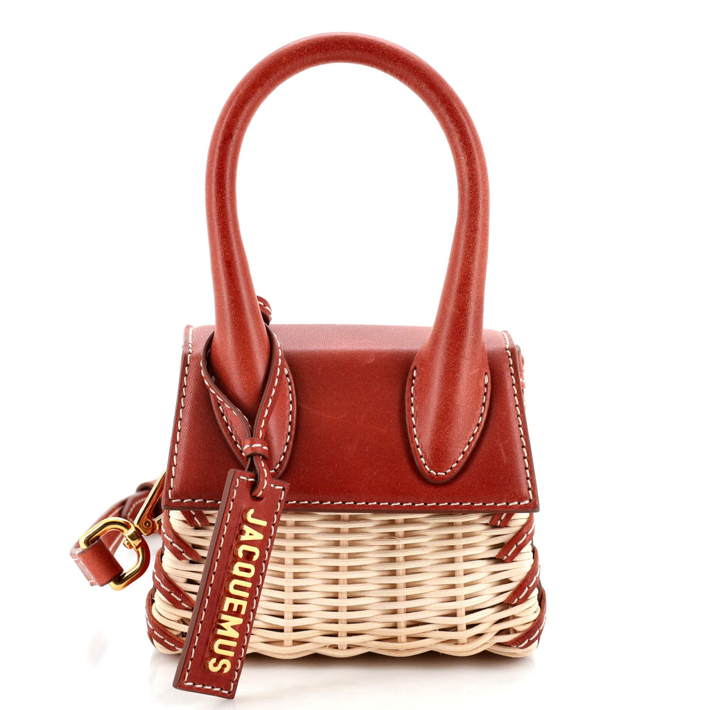JACQUEMUS ラフィア　ミニ　バッグ　ショルダー Jacquemus Le Chiquito Osier Bag Raffia and Leather Mini Brown 2697291