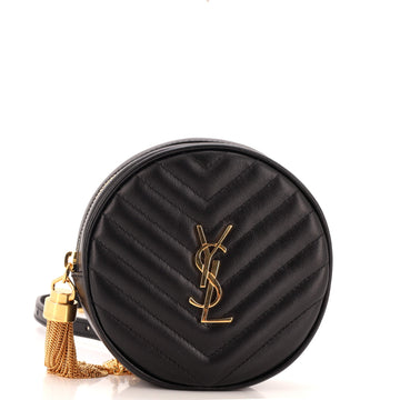 Saint Laurent Vinyle Round Camera Bag Matelasse Chevron Leather