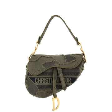 Christian Dior Saddle Handbag Camouflage Embroidered Canvas Medium