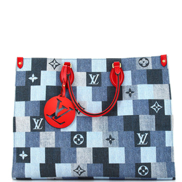 Louis Vuitton OnTheGo Tote Damier and Monogram Patchwork Denim GM