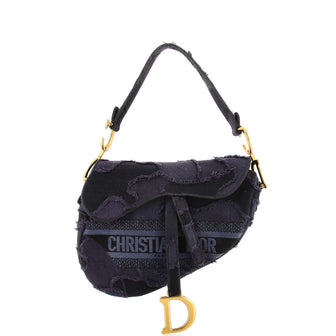 Christian Dior Saddle Handbag Camouflage Embroidered Canvas Medium