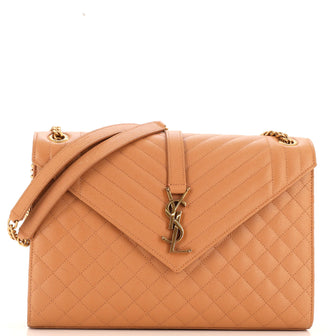 Saint Laurent Classic Monogram Envelope Satchel Mixed Matelasse Leather Large