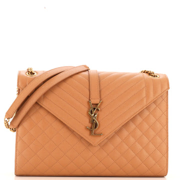 Saint Laurent Classic Monogram Envelope Satchel Mixed Matelasse Leather Large