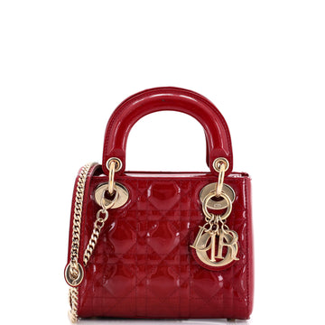 Christian Dior Lady Dior Chain Bag Cannage Quilt Patent Mini