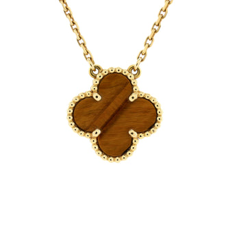 Van Cleef & Arpels Vintage Alhambra Pendant Necklace 18K Yellow Gold and Tiger Eye