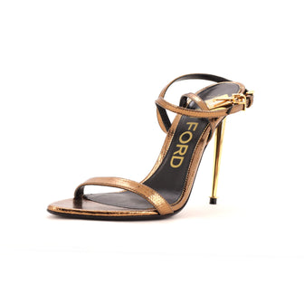 Tom Ford Women's Padlock Pointy Naked Heeled Sandals Leather 105