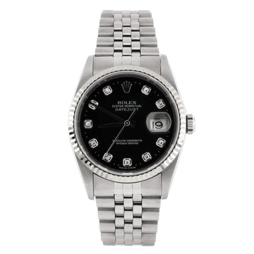 Rolex Oyster Perpetual Datejust Automatic Watch Stainless Steel and White Gold with Diamond Markers 36