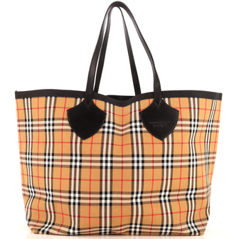 Burberry Reversible Giant Tote Vintage Check Canvas XL