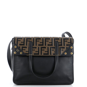 Fendi Flip Tote Leather with Zucca Embossed Detail Regular
