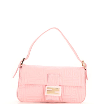 Fendi Baguette Bag Logo Embossed Leather Small