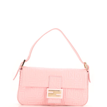 Fendi Baguette Bag Logo Embossed Leather Small