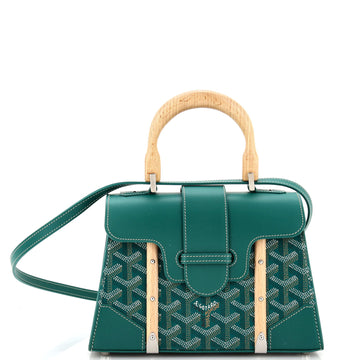 Goyard Structured Saigon Top Handle Bag Coated Canvas with Leather Mini