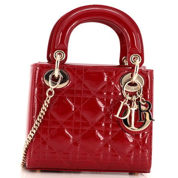 Christian Dior Lady Dior Chain Bag Cannage Quilt Patent Mini