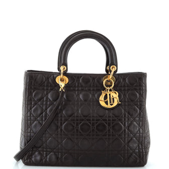 Christian Dior Vintage Lady Dior Bag Cannage Quilt Lambskin Large