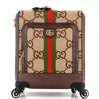 Gucci Savoy Web Cabin Trolley Rolling Luggage Jumbo GG Canvas and Leather