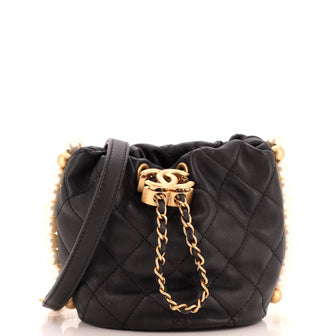 Chanel About Pearls Bucket Bag Quilted Calfskin Mini