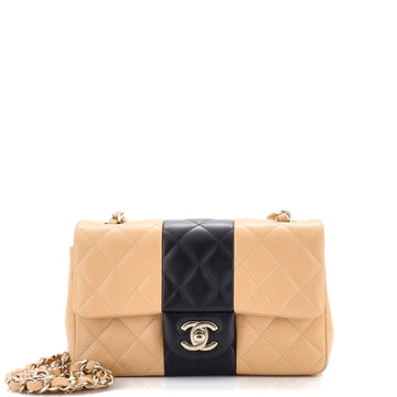 Chanel Bicolor Classic Single Flap Bag Quilted Lambskin Mini