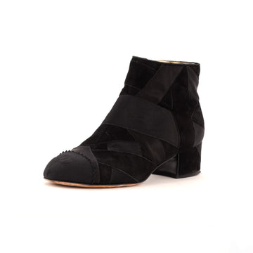 Chanel Women's CC Cap Toe Patchwork Ankle Boots Suede