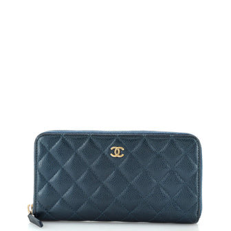 Chanel Zip Around Wallet Quilted Caviar Long