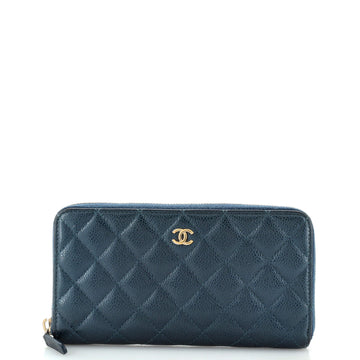 Chanel Zip Around Wallet Quilted Caviar Long