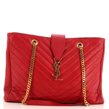 Saint Laurent Classic Monogram Shopper Matelasse Chevron Leather Large