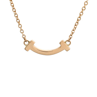Tiffany & Co. T Smile Pendant Necklace 18K Yellow Gold Mini