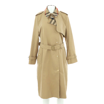 Burberry Women's House Check Collar Paneled Belted Mid-Length Trench Coat Cotton