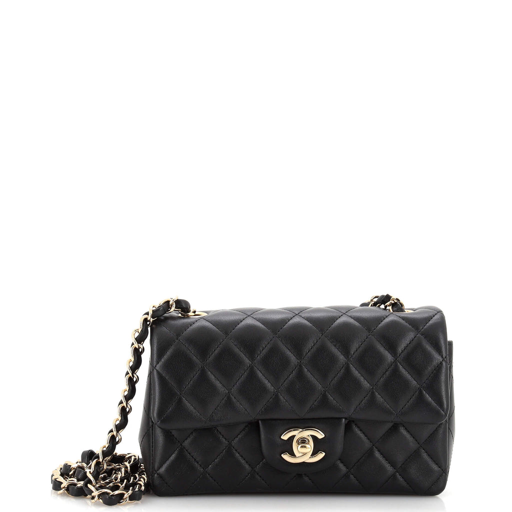 Chanel Classic Single Flap Bag Quilted Lambskin Mini Black 2690741
