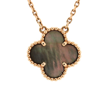 Van Cleef & Arpels Vintage Alhambra Pendant Necklace 18K Rose Gold and Grey Mother of Pearl