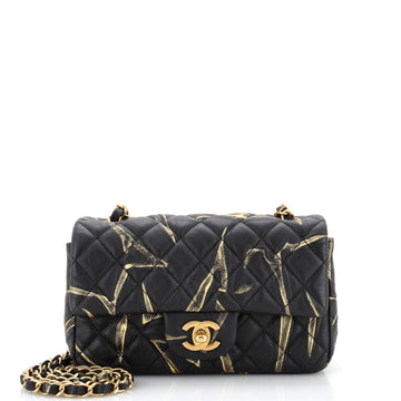 Chanel Classic Single Flap Bag Quilted Printed Crumpled Calfskin Mini