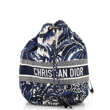 Christian Dior Logo Travel Drawstring Pouch Printed Fabric
