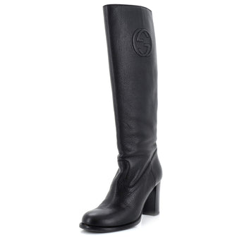Gucci Women's Interlocking G Knee High Boots Leather