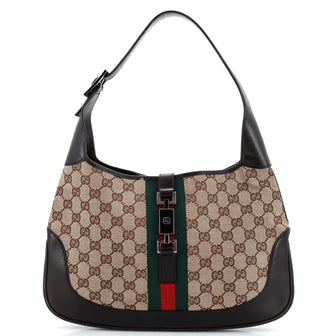Gucci Web Jackie O Hobo GG Canvas Medium