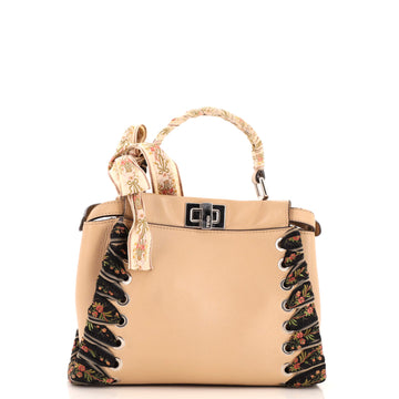 Fendi Peekaboo Bag Leather with Ribbon Whipstitch Mini