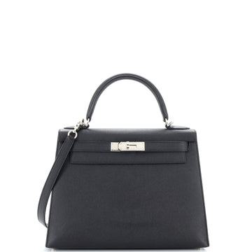 Hermes Kelly Handbag Black Epsom with Palladium Hardware 28