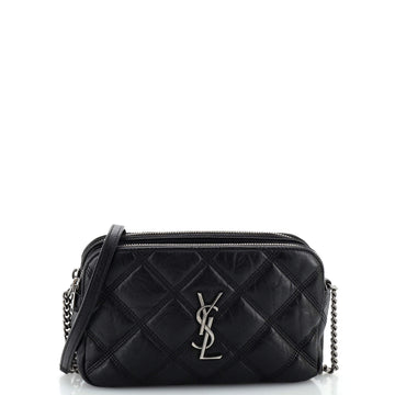 Saint Laurent Becky Double Zip Crossbody Bag Quilted Leather Mini