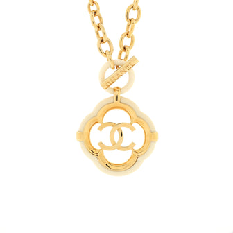 Chanel CC Cut Out Medallion Chain Pendant Necklace Metal and Resin