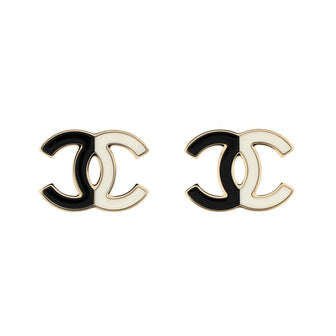 Chanel CC Stud Earrings Metal with Enamel