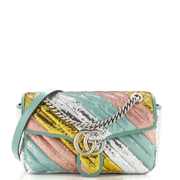 Gucci GG Marmont Flap Bag Diagonal Quilted Sequins Small