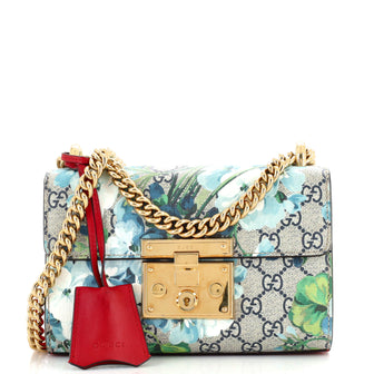 Gucci Padlock Shoulder Bag Blooms Print GG Coated Canvas Small