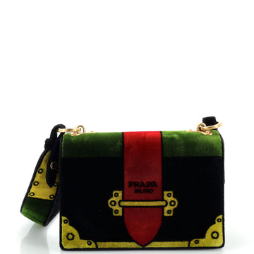 Prada Cahier Crossbody Bag Printed Velvet Small