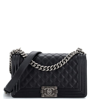 Chanel Boy Flap Bag Quilted Caviar Old Medium