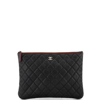 Chanel O Case Clutch Quilted Caviar Medium