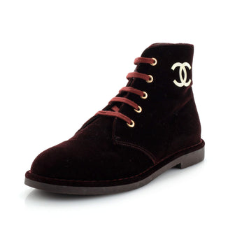 Chanel Women's CC Desert Ankle Boots Velvet
