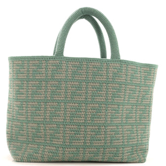 Fendi Shopper Tote Zucca Crochet Cashmere Large