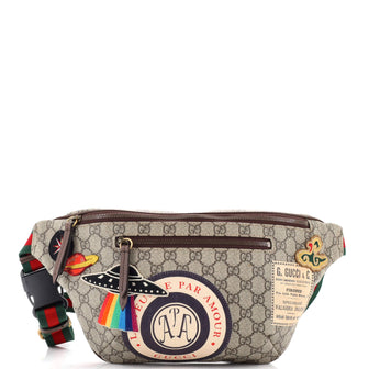 Gucci Courrier Zip Belt Bag GG Coated Canvas with Applique
