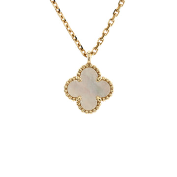 Van Cleef & Arpels Sweet Alhambra Pendant Necklace 18K Yellow Gold and Mother of Pearl
