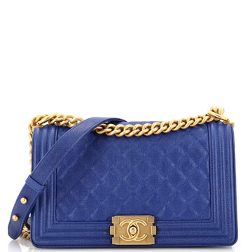 Chanel Boy Flap Bag Quilted Caviar New Medium
